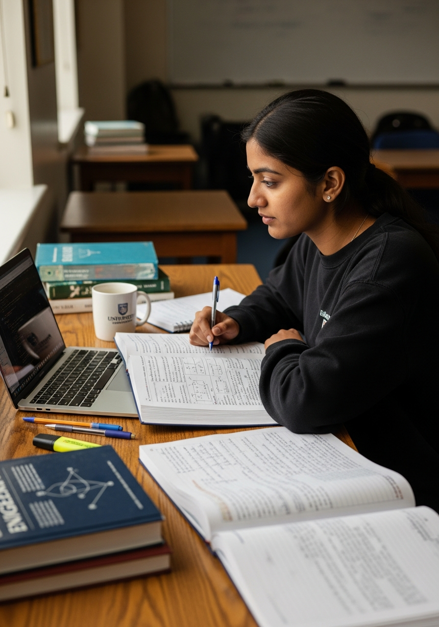 Young Indian woman studying engineering